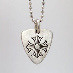 Authentic Chrome Hearts Guitar Pick Pendant + Ball Chain Necklace